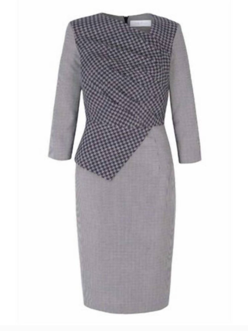 The Fold Rosemead Navy Ivory Houndstooth Print Sheath Dress Size 8 Women's US